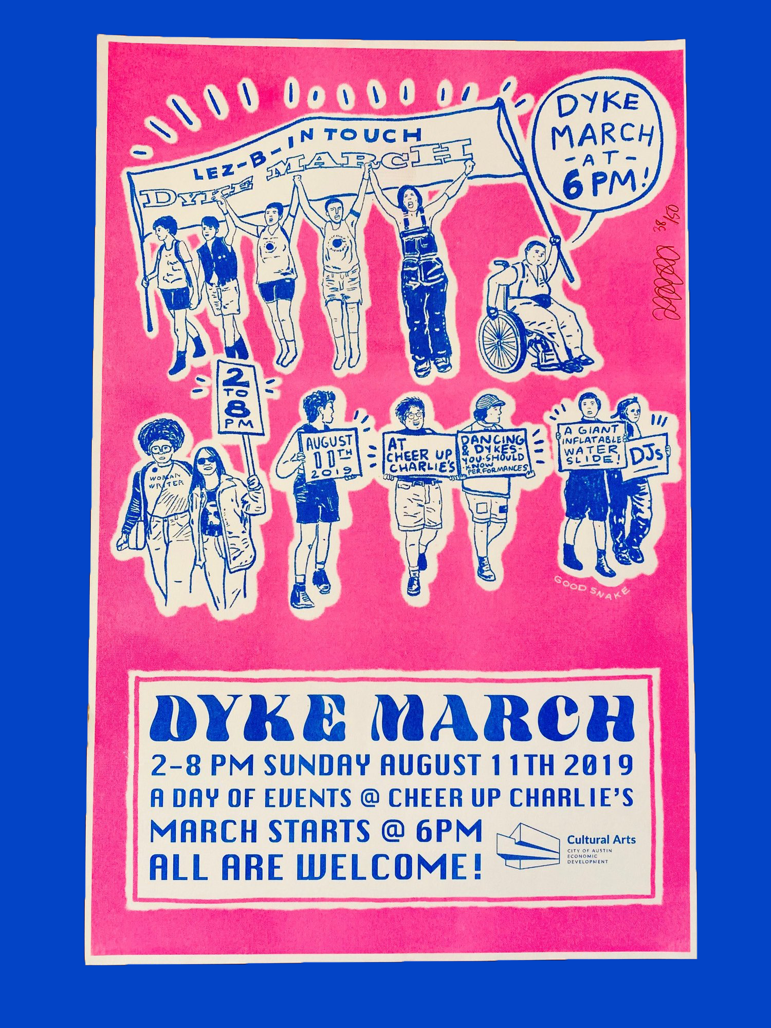 Lez-B-In Touch Dyke March 2019 Risograph Poster