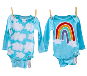 Long Sleeve Rainbow and Clouds Onesie (6-9 Months)